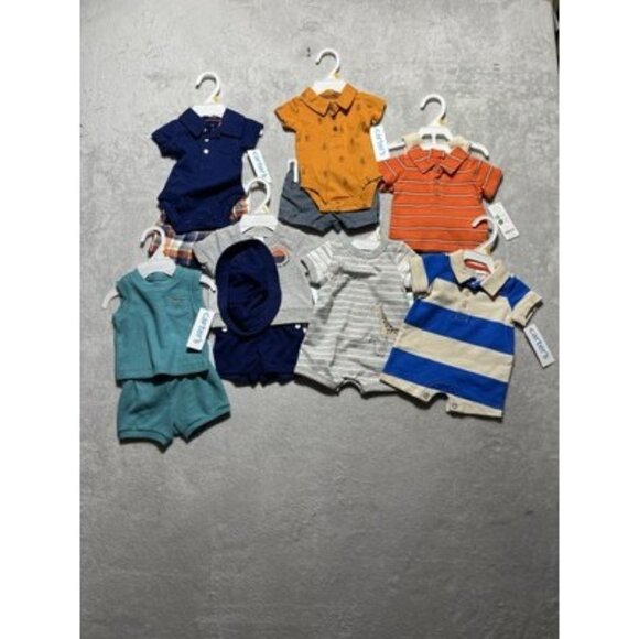 NWT Lot of 7 CARTER'S Newborn Boy's Summer Outfits Clothing 14 Pieces
